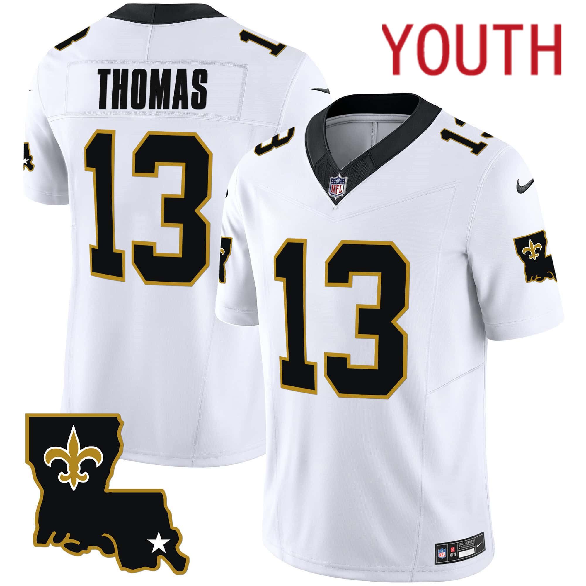Youth New Orleans Saints 13 Thomas White 2024 Nike 1987 Legacy Vapor Limited NFL Jersey